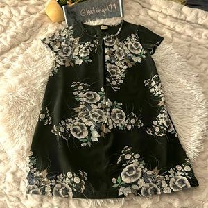 Zara Girls sz 11/12 gray floral A frame dress scope neck and cap sleeves